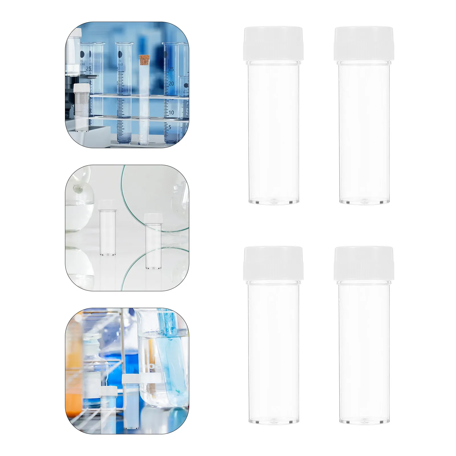 

50 шт. прозрачных пластиковых пробирок для культивирования мокроты с герметичными крышками, необходимые для микробиологических исследований, научные.