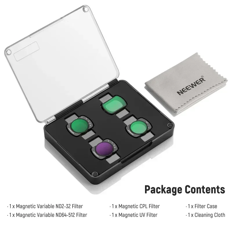 

Magnetic Variable ND Filter Set For DJI OSMO Pocket 3, 4 Pcs UV CPL ND2-32 ND64-512 Neutral Density Filter
