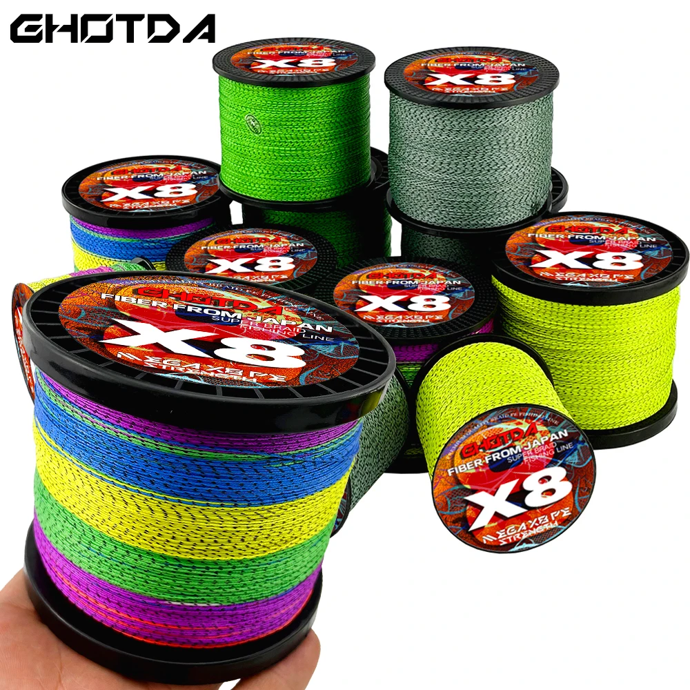 GHOTDA 100M/300M/500M Braided Line 8 Strands PE Fishing Line Speckle Raid Fish Multifilament Lure Fishing Wire Carp Outdoor Tool