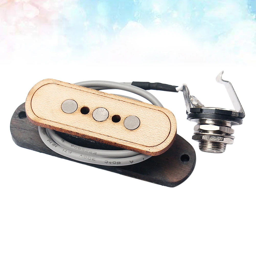 

Maple Wood Three-String 3-Pole Cigar Box Soundhole Pickup Lightweight Guitar Replacement Music Accessories Light Brown