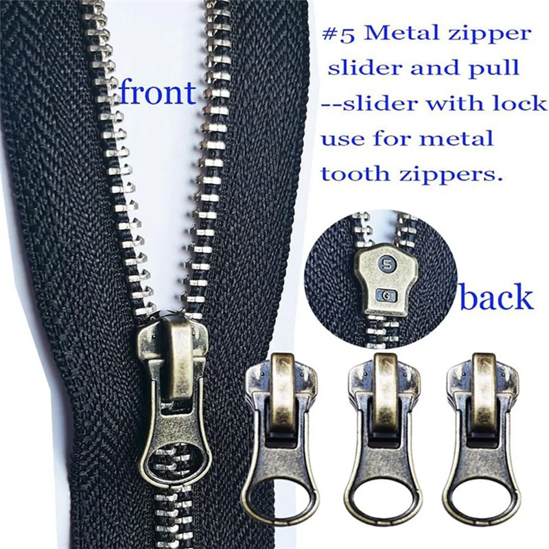 BAAG-Zipper Repair Kit 5 Slider With Slider Metal Zipper Fixing Box Zipper Puller Clothing Zipper Puller With Lock Durable