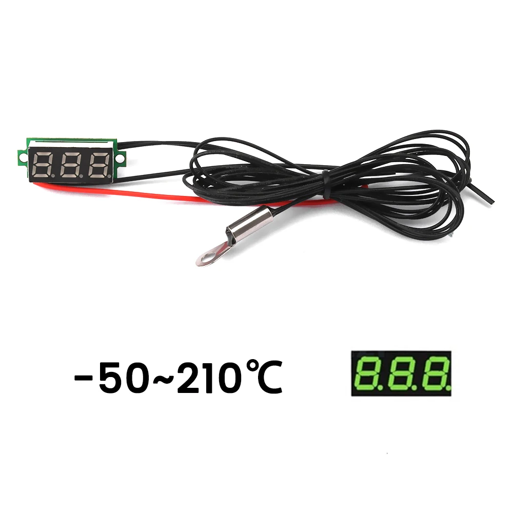 0,28 Zoll DC 4-28 V LED-Digitalthermometer -50 ~ 210 ℃ /-58~410 ℉ Temperatursensor-Detektor mit 1 m 100 K NTC-Sensor-Metallsonde