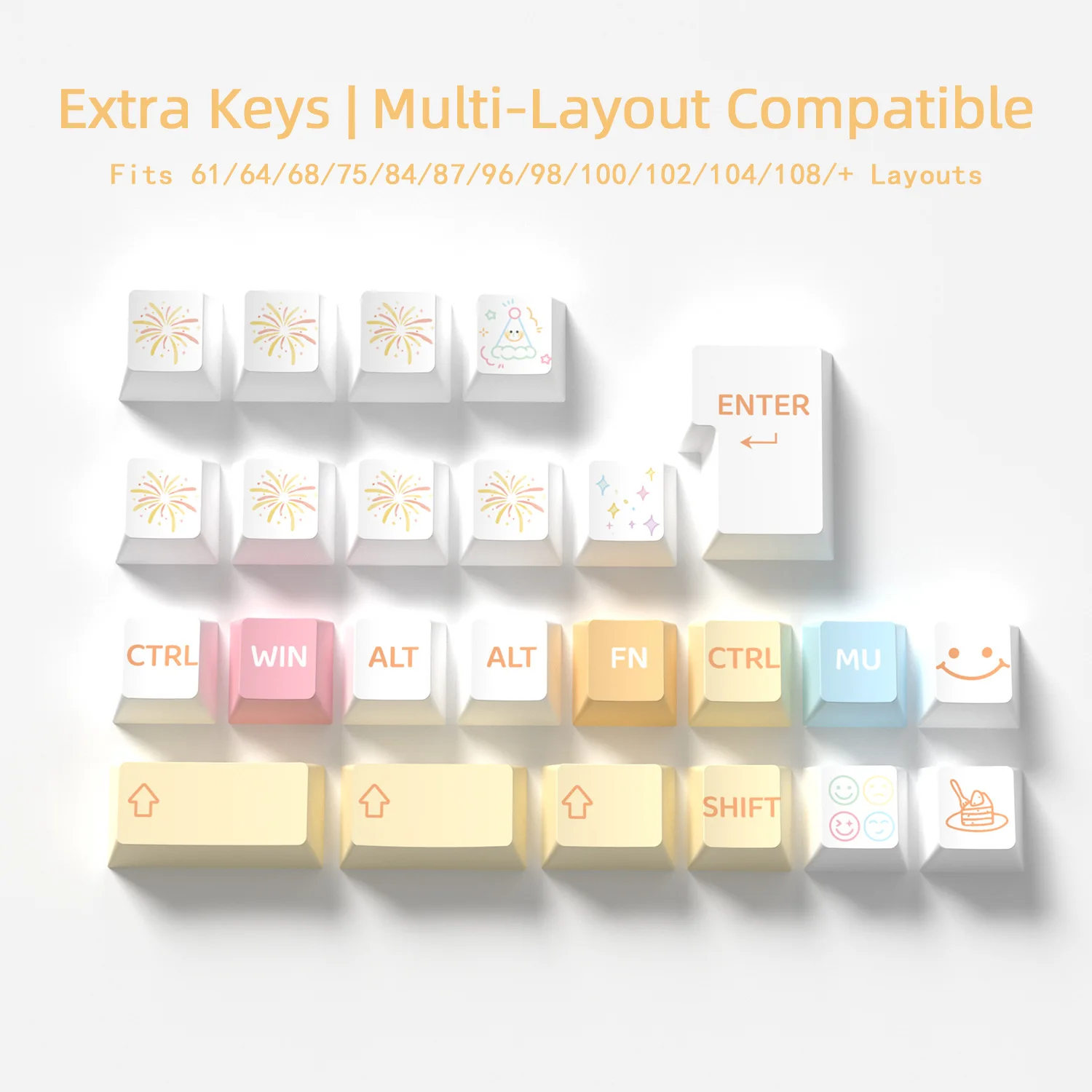 [Original 132-key Semi-sugar Macaron Theme] Mechanical Keyboard Keycap Five-sided PBT Hot Sublimation Small Full Set