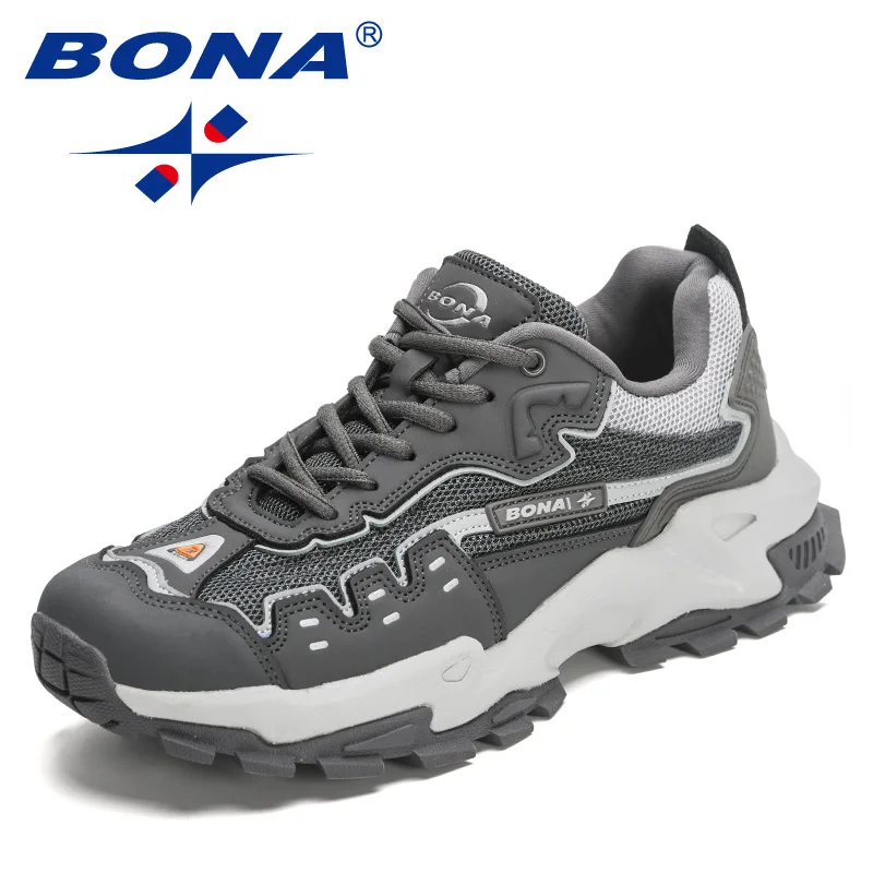 BONA-Zapatillas deportivas de cuero para hombre, calzado deportivo para correr, caminar y trotar, novedad de 2023