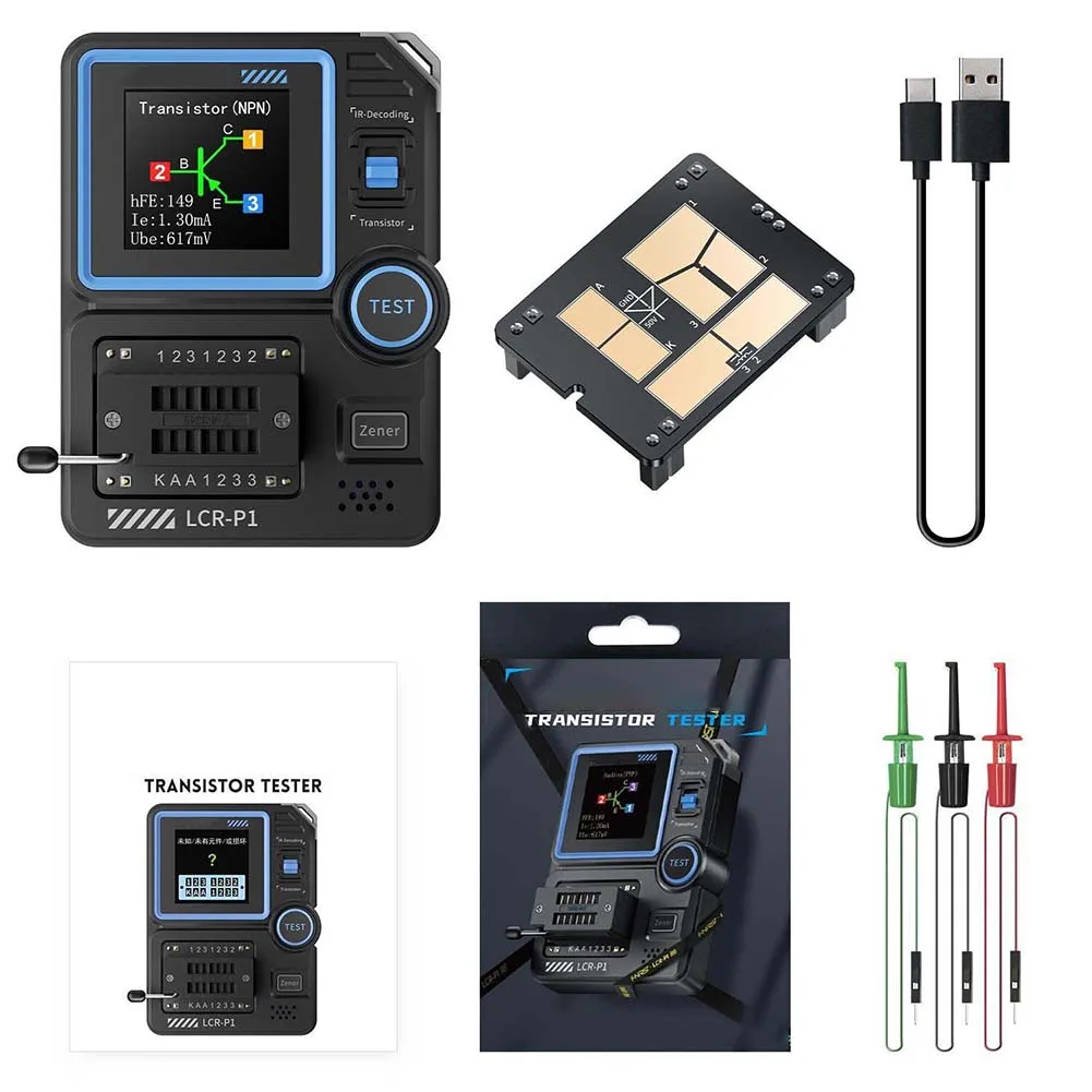 Imagem -06 - Transistor Tester Diodo Triodo Capacímetro Resistência Lcr Esr Medidor Mosfet Npn Pnp Multifuncional Tester Lcr-p1