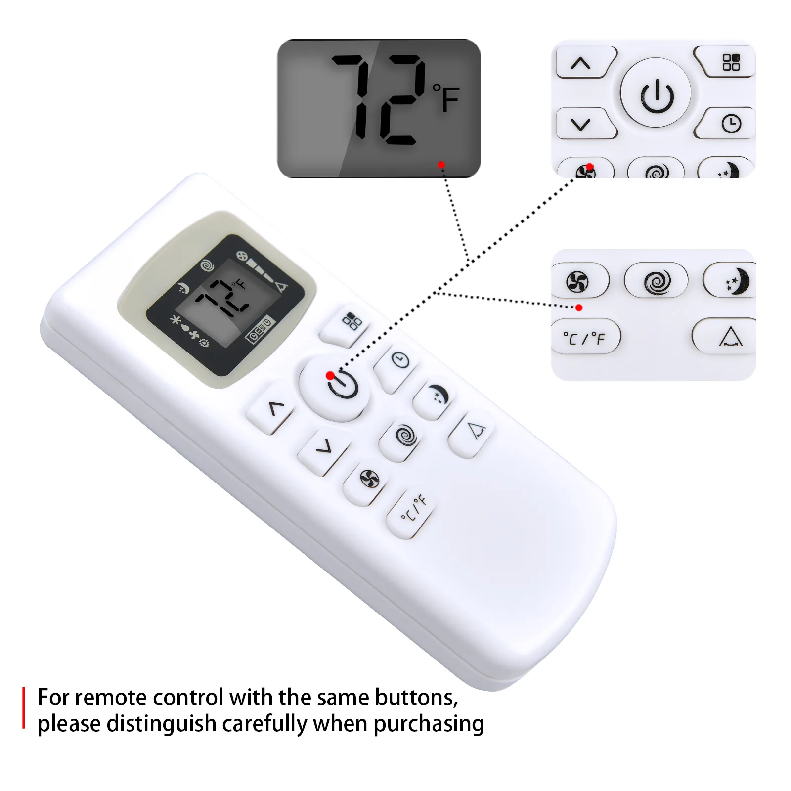 New AC Remote Control for Black+Decker Portable Air Conditioner BPACT12WT BPACT14HWT BPACT14WT BPACT08WT BPACT10WT BPACT12HWT