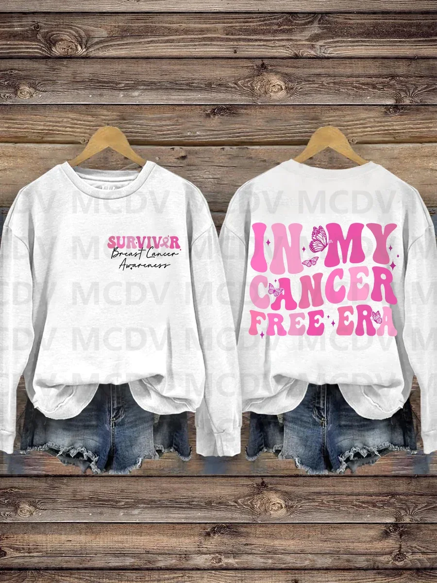 Breast Cancer In My Cancer Free Era Print Casual Sweatshirt 3D Printed Women Casual Pullover