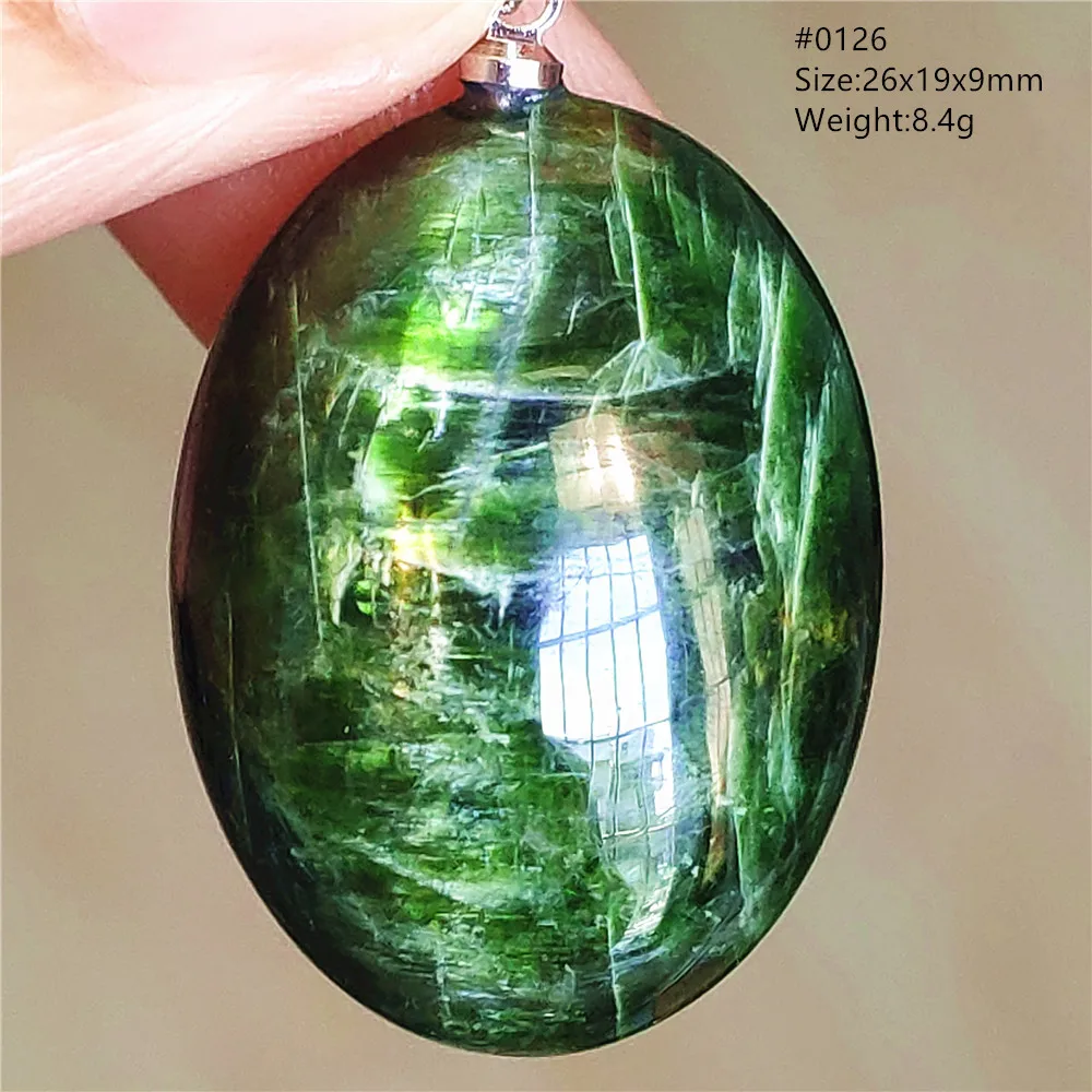 

Natural Green Diopside Cat Eye Pendant Necklace Jewelry Gemstone Oval Rare Diopside For Women Men Fashion Stone AAAAAA