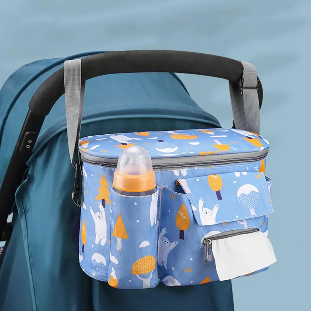 Baby Stroller Organizer Bag Waterproof Nylon Large Capacity Bottle Holder Pocket Mummy Bag Multi Pockets Nappy Diaper Bag