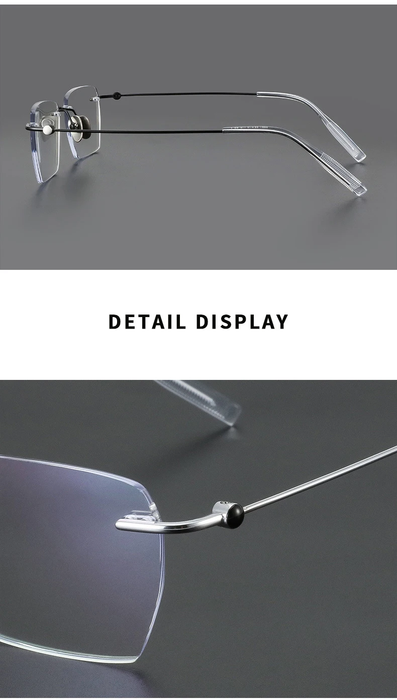 Mode randlose Business-Brillen ultraleichte Brillen aus reinem Titan große Luxus brillen Männer optische verschreibung pflicht ige Brillen – Detail 12