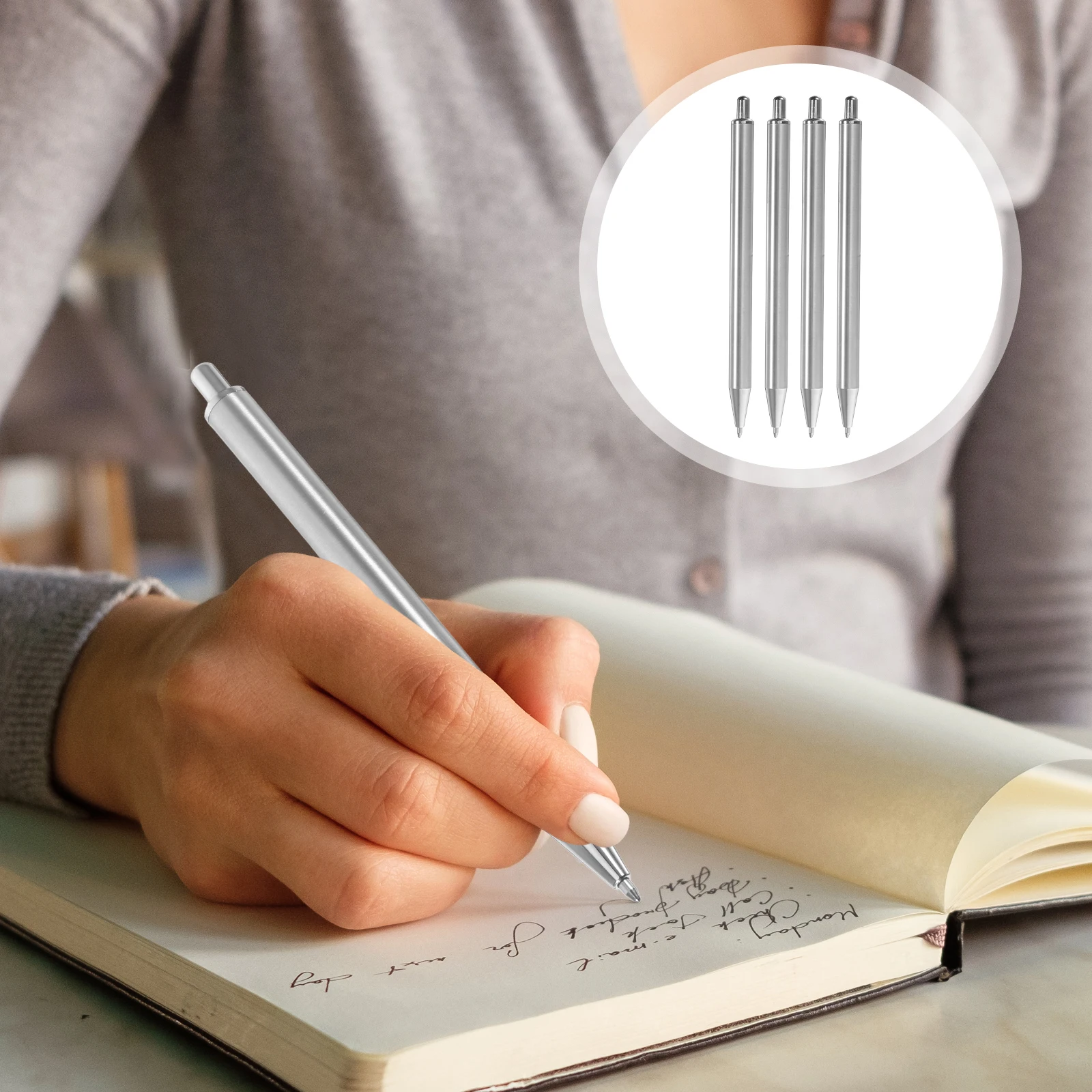 

10 шт. шариковая ручка из нержавеющей стали, гладкие ручки для письма, удобная ручка, портативная для офиса, пустая бочка «сделай сам»