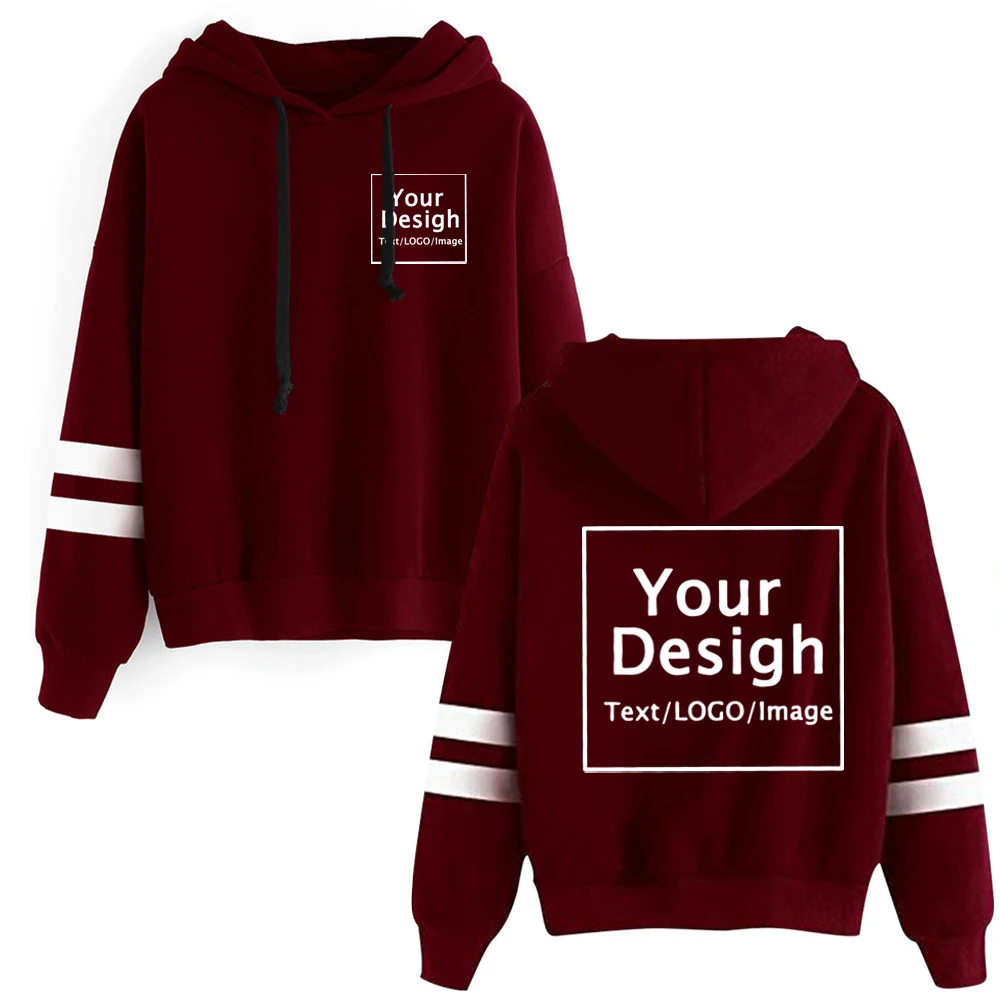 Your Own Design Brand Logo/Picture Hoodies Custom Men Women Personalized Text DIY Striped Sweatshirt Casual Hoody Fashion New