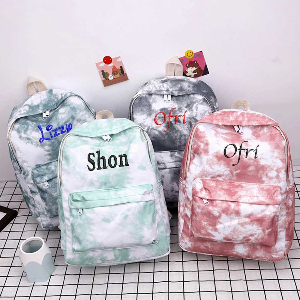 Customized New School Bags Personalized Name Embroidery Large Capacity Nylon Student Backpack Adult Children Travel Bags