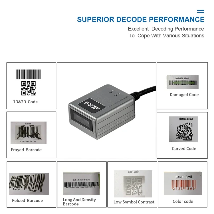 เครื่องสแกนบาร์โค้ดแบบติดตั้ง EDOO F41-35 คุณภาพสูง รองรับ USB RS232 สแกน QR Code 2D PDF417 MRZ สำหรับหนังสือเดินทาง แบบติดตั้งถาวร