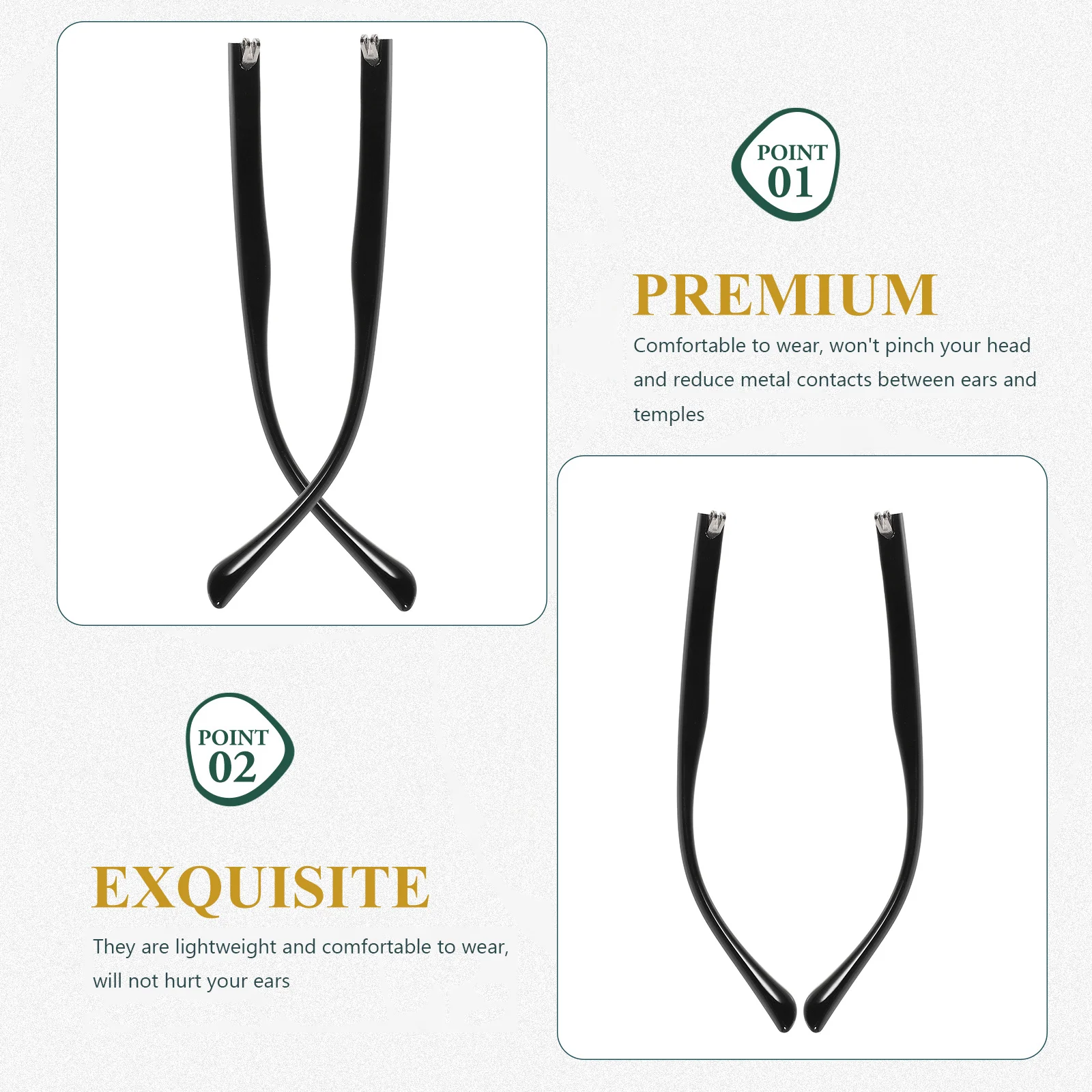 

1Pair Eyeglasses Legs Replacement Metal Temples Universal Glasses Arm Parts Nonslip Comfortable Lightweight Eyeglasses Repair