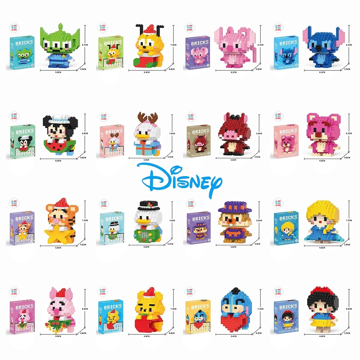 Disney Mini Action Figure Princess Toy Building Block Doll Model Mickey Mouse Blocks Toys Bricks Assemble Toys Kids Gifts