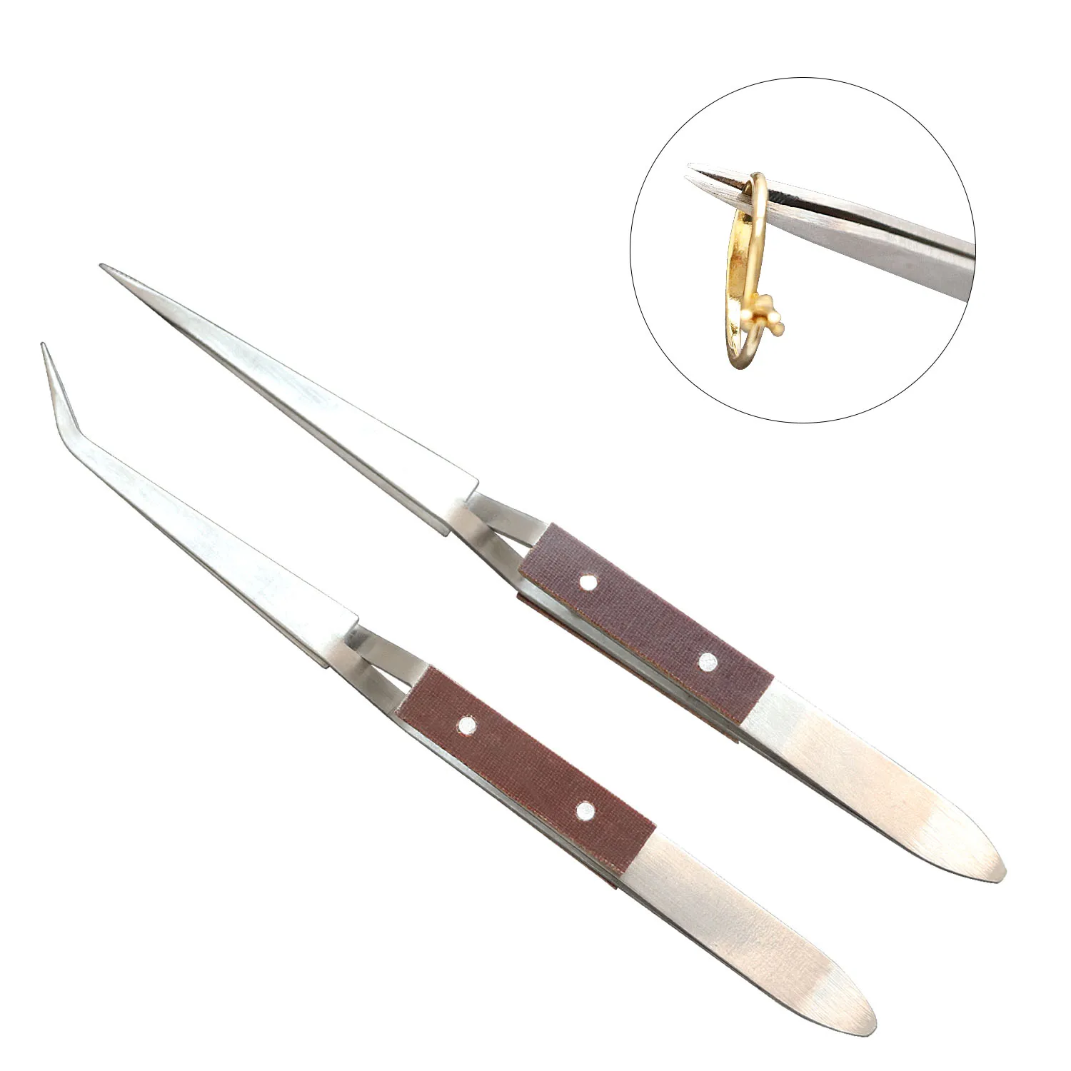 

Cross Locking Lock Tweezer Self Closing Jewelry Soldering Craft Repair Tool Insulated Tweezer Straight Elbow Tip