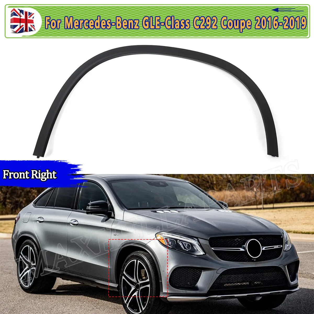 

Черная брови колеса для Mercedes Benz GLE серии C292 Coupe 2016 2017 2018 2019, крышка передней правой колесной арки A2928856622 Декор