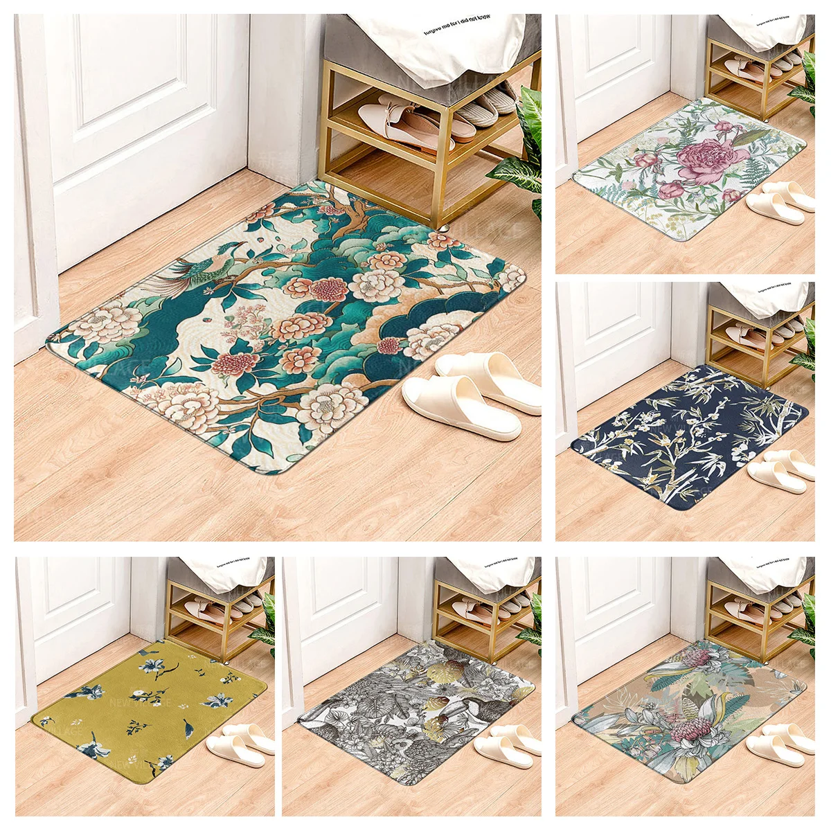 House entrance carpet Home door mat Living Room Bath Foot bathroom non-slip water absorption rugs bath green plant leaf decor