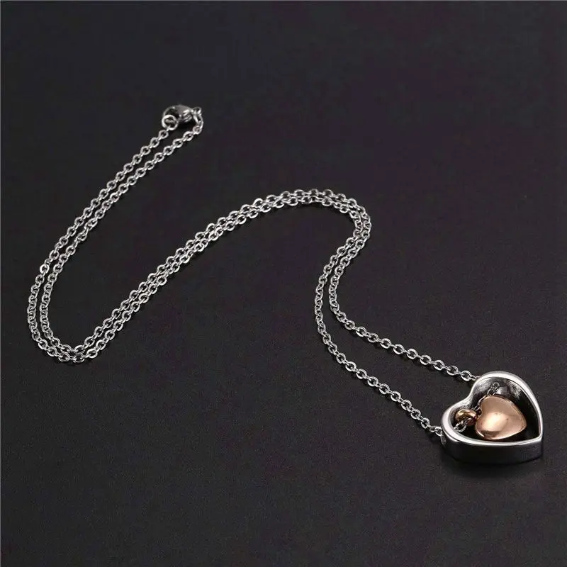 Eco-Friendly-8X Double Heart Rose Gold Cremation Urn Necklace Pendant Funnel Fill Kit Keepsake Memorial Ashes