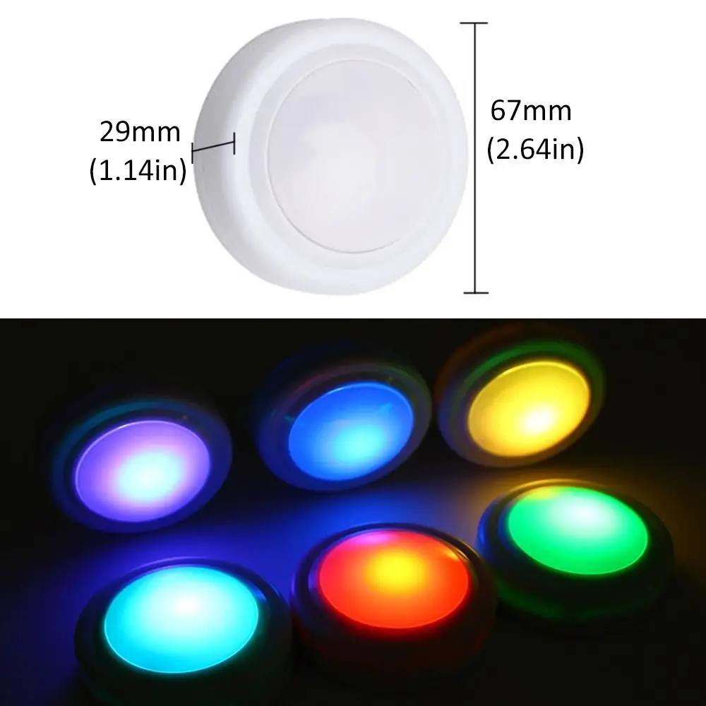 With Remote Control LED Under Cabinet Lights RGB Color Changing Dimmable Closet Lights Wireless Touch Sensor Night Lights
