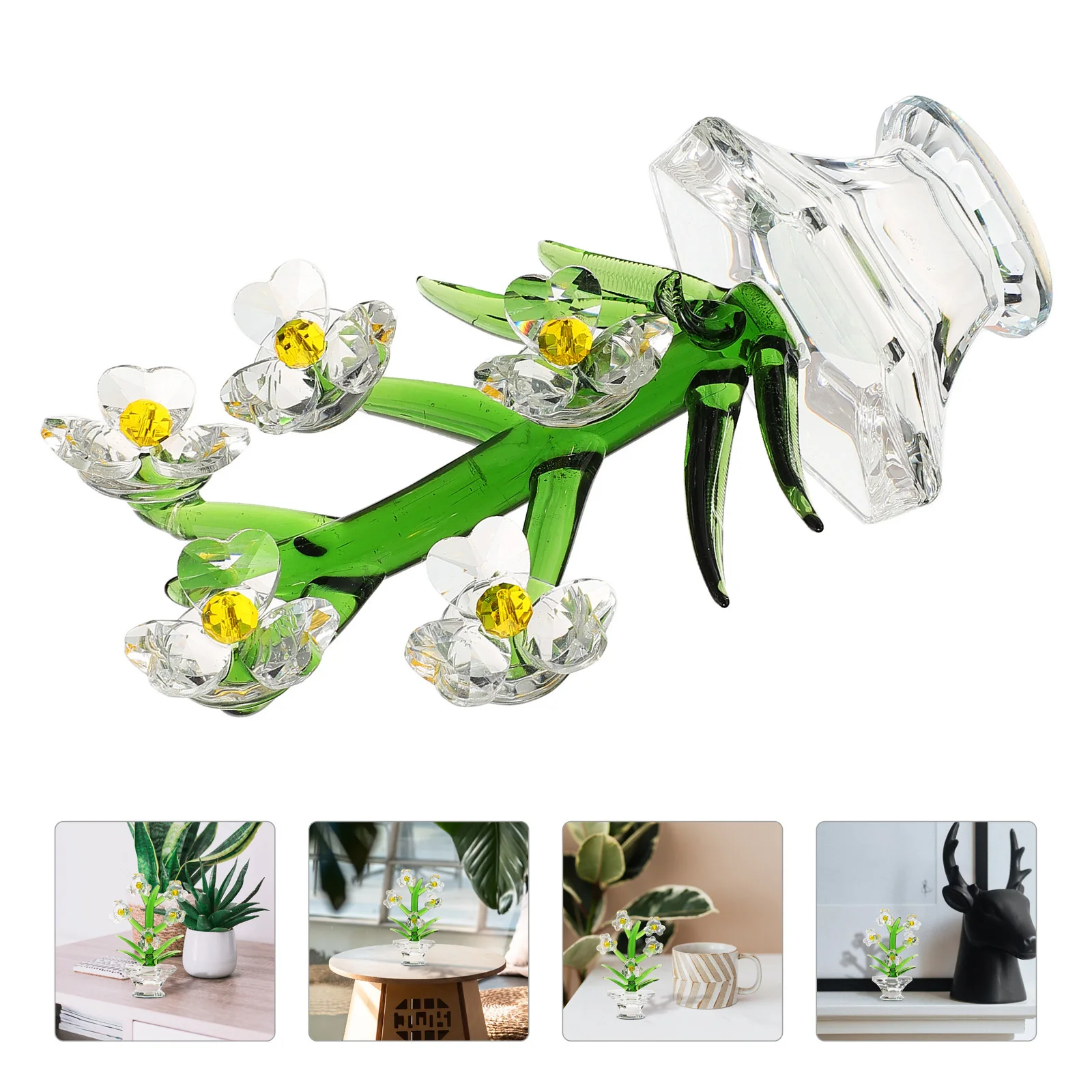 

Crystal Flower Adornment Creative Elegant Orchid Bonsai Desktop Decor Fine Glass Sculpture Crystal Flower Figurine