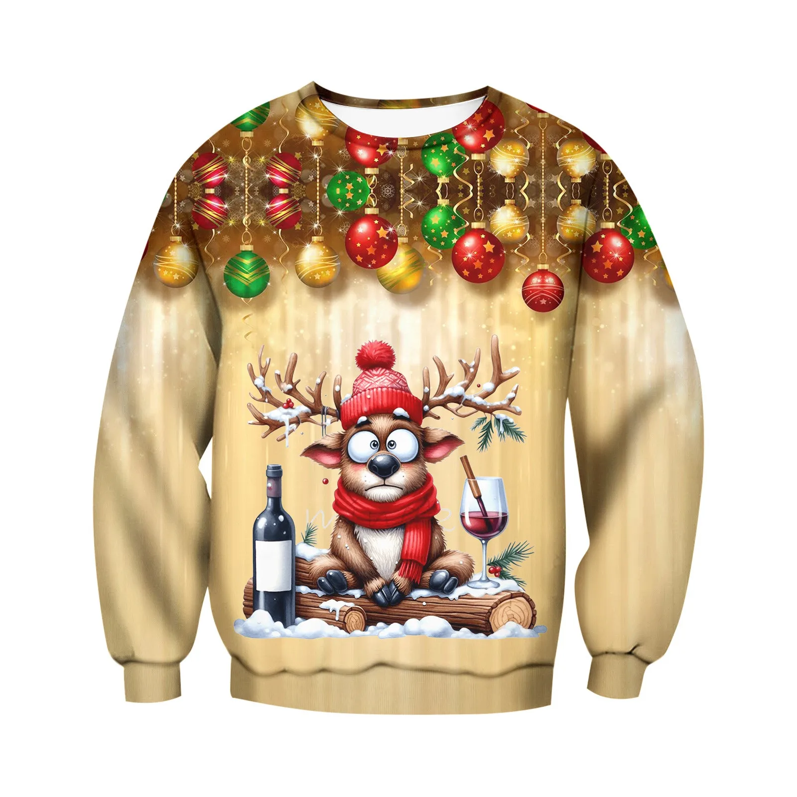 Christmas Funny Reindeer Men\'s Sweatshirts Autumn Spring Long Sleeve Trendy Pullover Top Streetwear Men\'s Holiday Sweatshirts