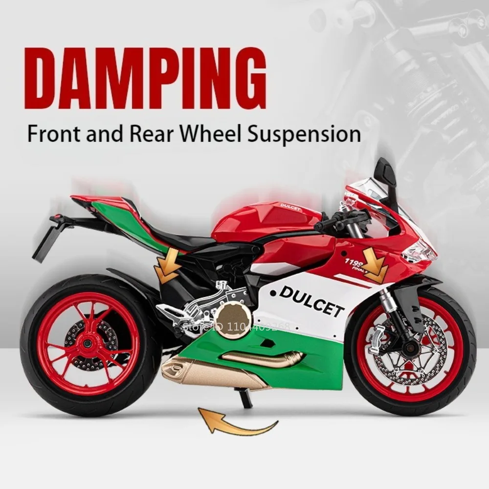 Duży 1:9 1199 RR1000 Model motocykla samochodzik do zabawy amortyzacja koła kierownica metalowe modele silników odlewanych ciśnieniowo Hobby ozdoby prezenty