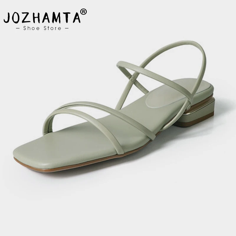 JOZHAMTA Size 33-40 Women Slides Sandals Soft Leather Sexy Straps Thick High Heels Summer 2025 Party Shoes Ins Office Lady Dress