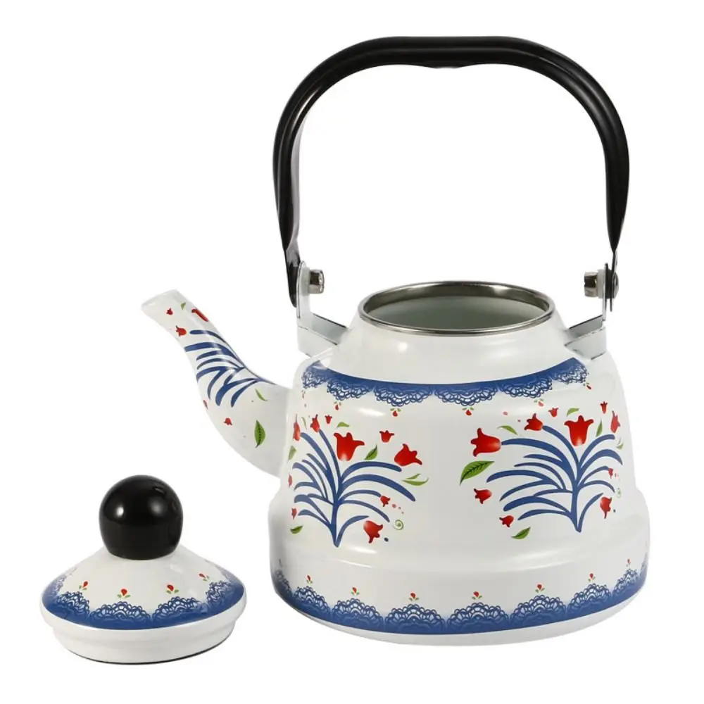 2.5l Enameled Teakettle Vintage European Color Painting Enameled Tea Kettle For Stovetop/Induction Cooke Kitchen Enamel Kettle