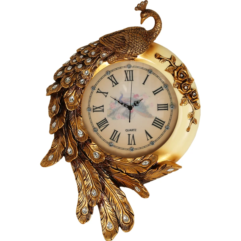 

European Peacock Clock Wall Clock Living Room Creative Modern Personality Fashion Atmosphere Household Wall Watch Dining Room Wa