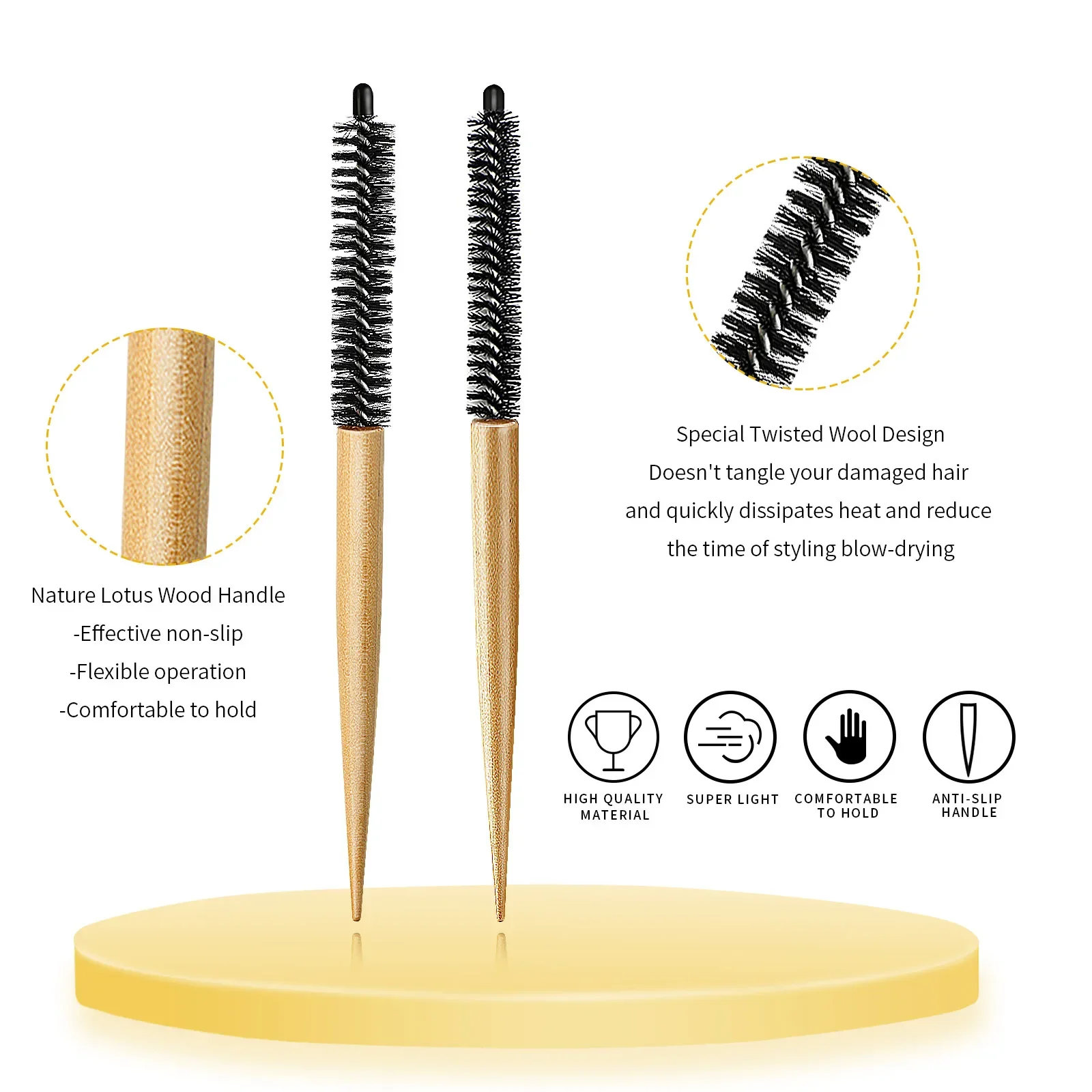 Runde Haar bürste 16mm 20mm Holz kleine profession elle Haarkamm Salon Locken bürste für Friseur Styling Friseur Zubehör