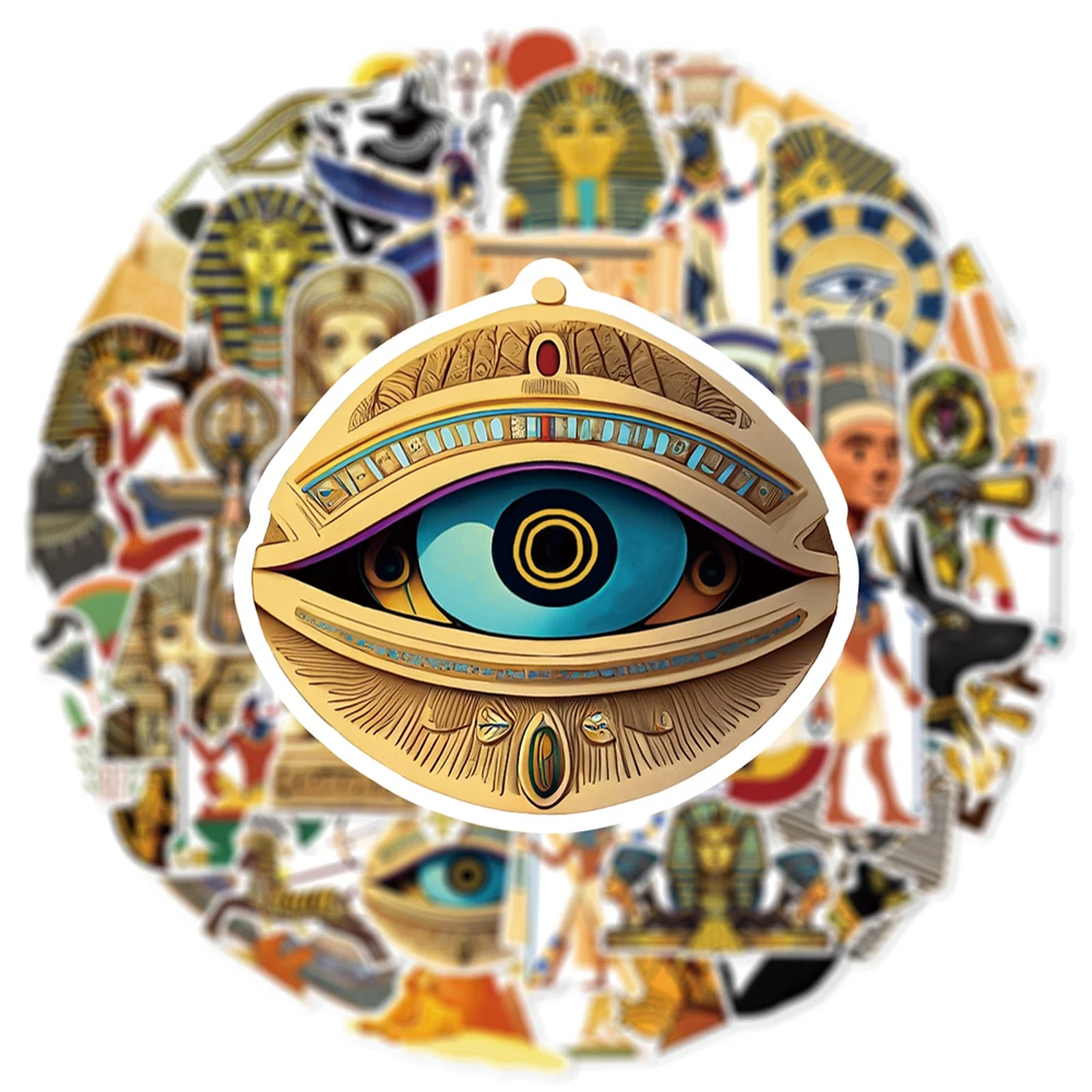 10/30/50pcs Retro Ancient Egypt Pharaoh Pyramid Cartoon Stickers Laptop Motorcycle Skateboard Phone Graffiti Sticker Kids Toys