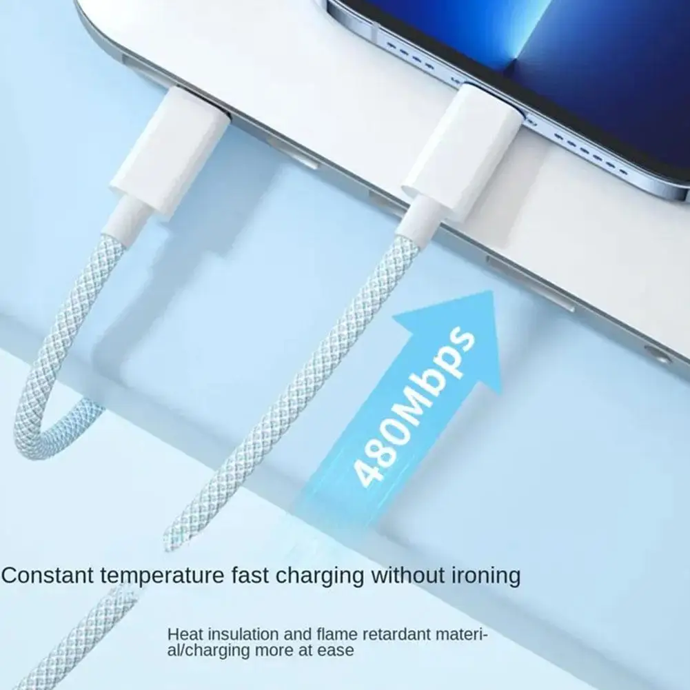 Suitable For IPhone15 Series PD Charger Cable Data Cable Woven C to C 60W Charging Cable Dual Type-c F7O3