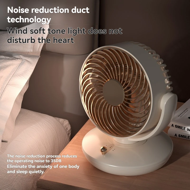 مروحة كهربائية لتدوير الهواء المكتبي، مروحة سطح المكتب تدور تلقائي 360 درجة مع 3 سرعات USB قابلة لإعادة الشحن، مروحة هادئة لغرفة النوم والمكتب المنزلي