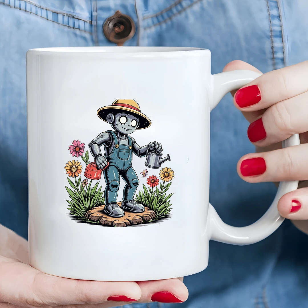 

11oz Robot Cartoon Cup Kids Drink Cup Christmas Family Office Cup