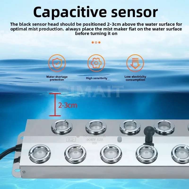 10-Head Ultrasonic Atomizer | Industrial Cold Mist Fogger Machine with Power Supply for Humidification