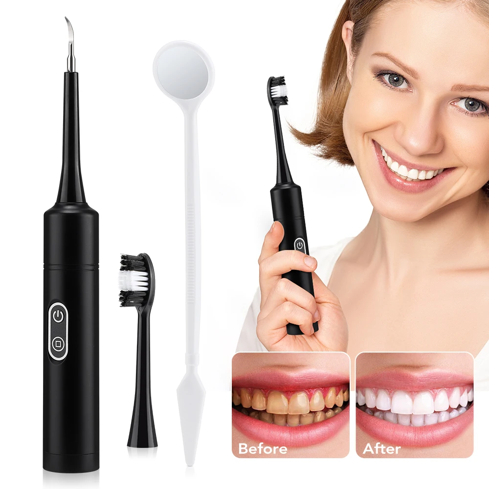 Ultrasonic 2-in-1 Dental Cleaner Scaler Electric Toothbrush Sonic Plaque Tartar Remover - Teeth Cleaner