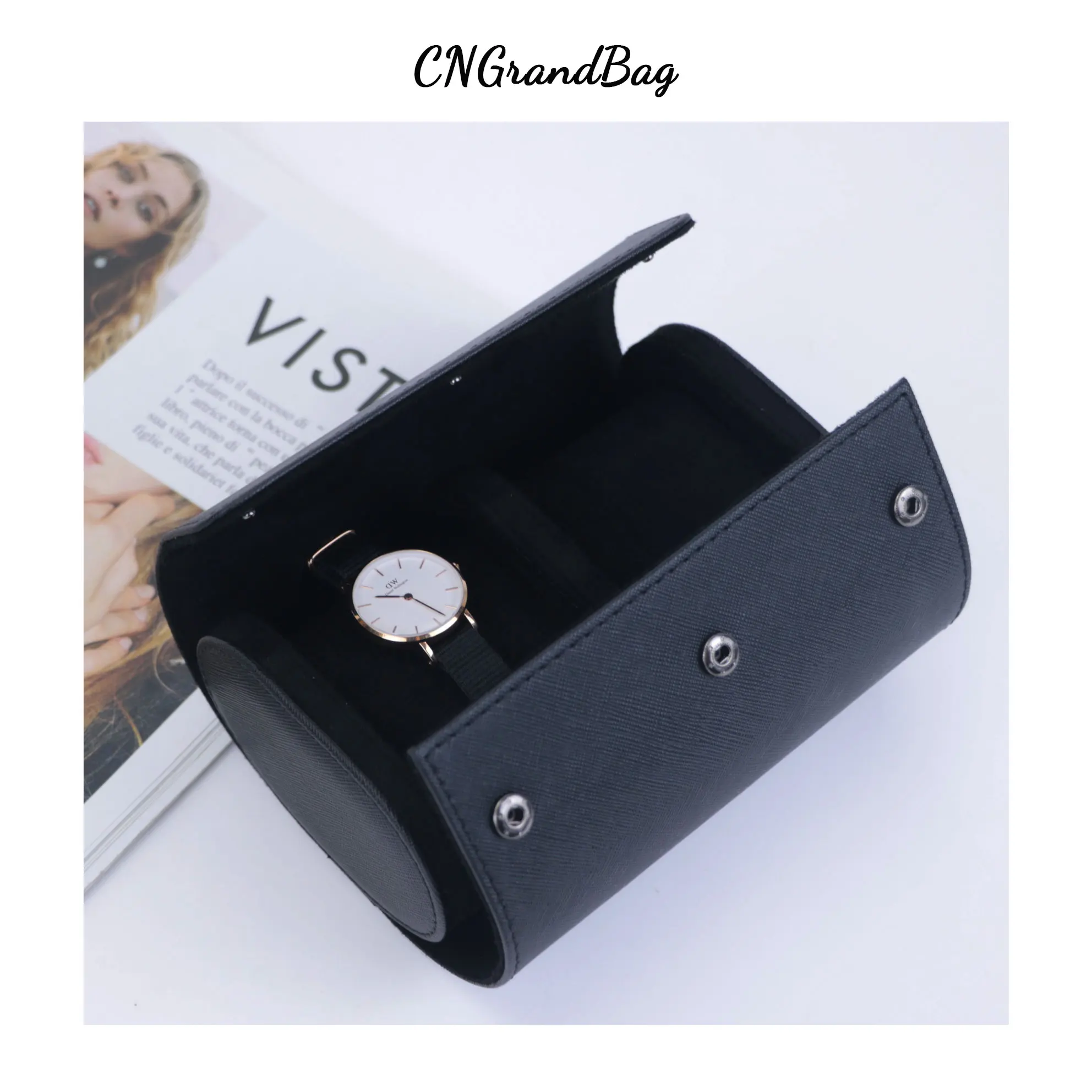 Customized Letters Watch Storage Bag PU Leather Mechanical Watch Portable High-End 1/2/3 Grids Watch Box Watch Display Best Gift