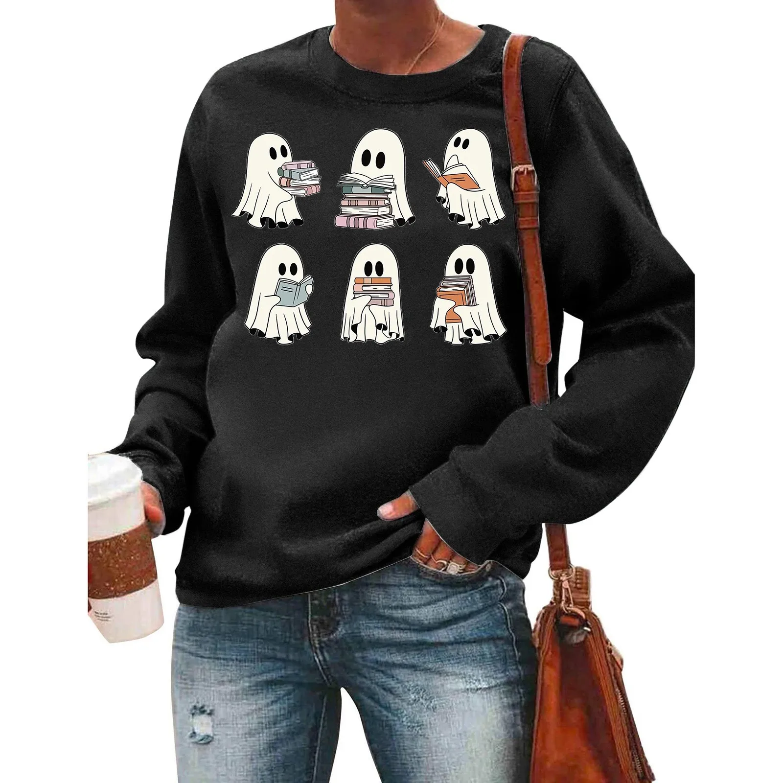 

Reading Books Sweatshirt Women Bookish Halloween Sweater Halloween Teacher Shirt Casual Fall Fleece Womens Vest with Hood