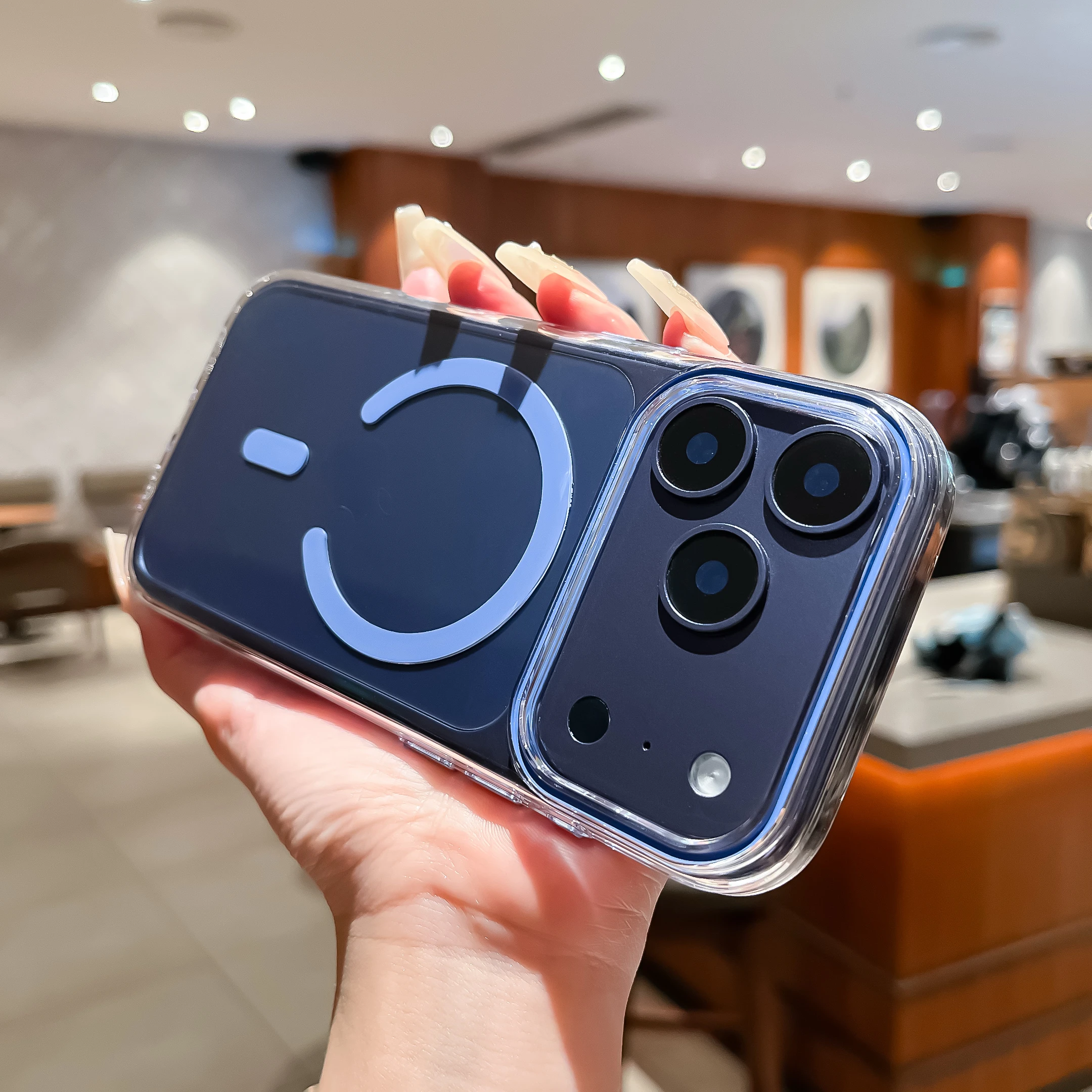 Funda de teléfono magnética transparente de lujo para IPhone 17 16 15 14 Plus 13 12 Pro Max funda protectora simple antideslizante a prueba de golpes