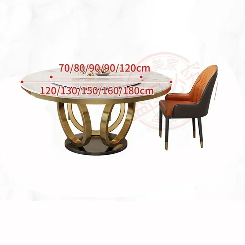 

Light Luxury Modern Chair Minimalist Rock Dining Table Combination Household Circular Shape Mesas De Jantar Furniture Sets