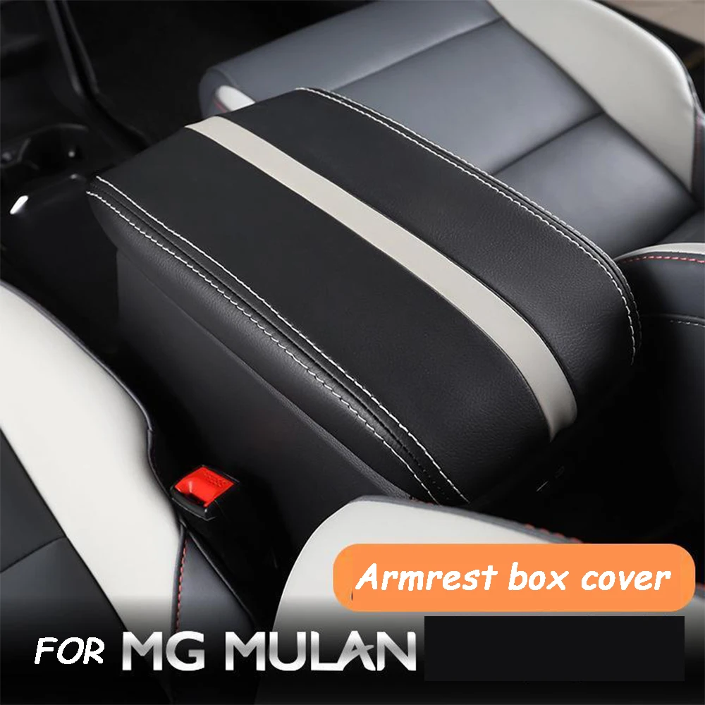 

For MG 4 MG4 EV EH32 MuLan 2022 2023 Car Central Control Storage Box Armrest Cover Leather Surface protective Auto Accessories