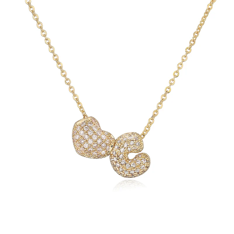 Women's Heart Shaped Delicate Zirconia Initial Necklace