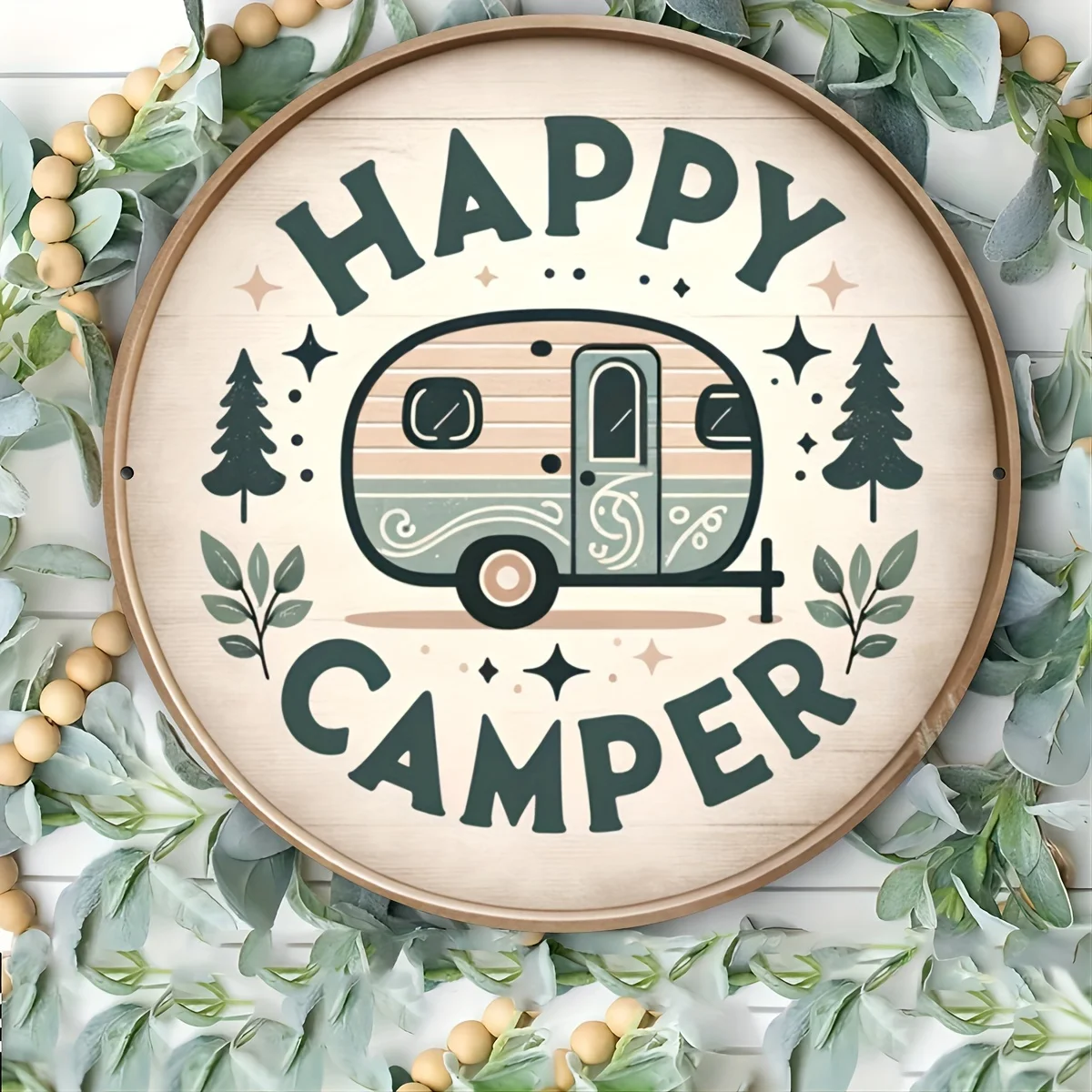 Décoration murale en métal 2D - 1 pièce, plaque décorative vintage Happy Camper avec design rétro de camping-car, aucune électricité nécessaire
