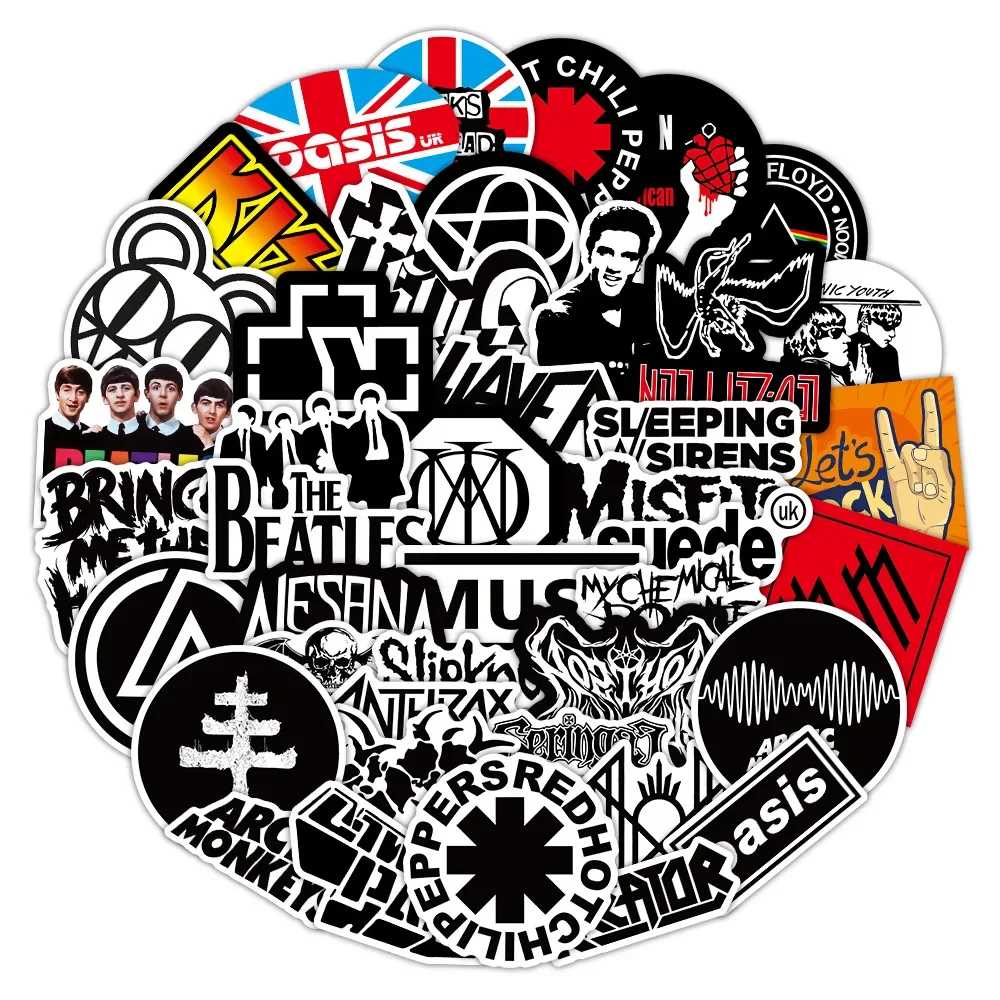 

10/56PCS Funny Cartoon Rock Band Graffiti Stickers Creative Decoration DIY Mobile Phone Case Notebook Water Cup Toy Gift Sticker