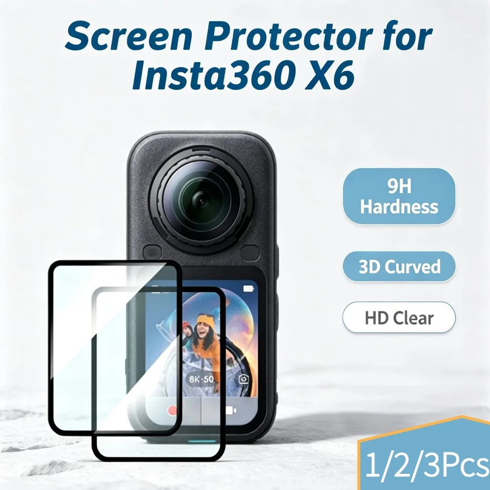Tempered Glass Screen Protector For Insta360 X6 Action Camera 9H Hardness 3D Curved HD Clear Anti-Scratch Screen Protection Film