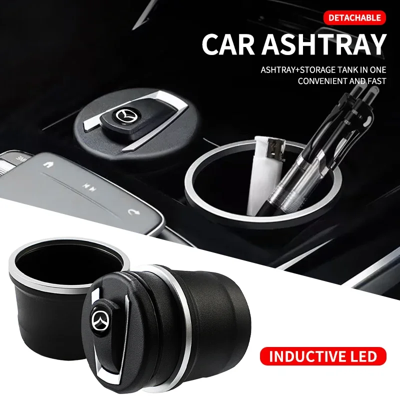 Car Interior Ashtray LED Light Portable Smoke Ashtray For Mazda 3 6 2 5 Axela Atenza Demio CX3 CX5 CX7 CX30 MX3 MX5 Speed MPE MS