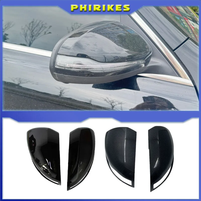 For Mercedes Benz C/GLC/E/S Class W205 X253 W213 W222 W238 LHD 2PCS Carbon Fiber Mirror Cover Cap (Pair for Left Hand Drive)