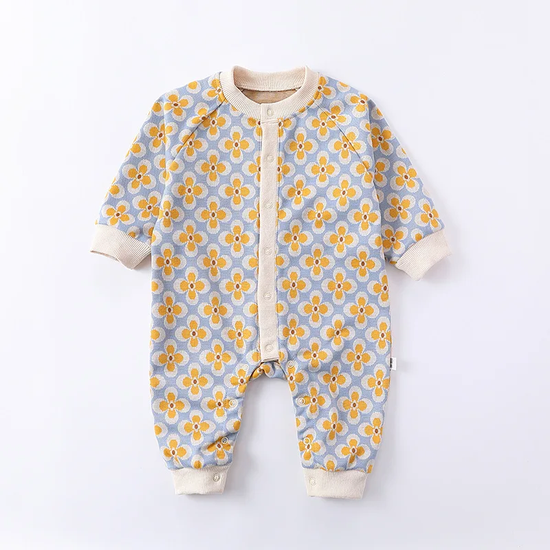 Baby Bodysuits Infant Toddler Fall Knitted Jumpsuit Girl Boy Long Sleeves Onesies Romper for Autumn Fall and Winter Outings